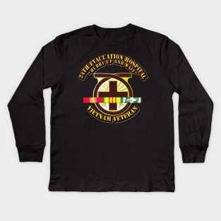 24th Evacuation Hospital w SVC Ribbon Kids Long Sleeve T-Shirt